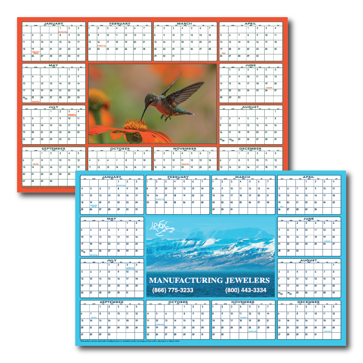 Kwik-Stik® FULL Color Write-on/Wipe-off Year-at-a-Glance Wall or Table Calendar Skin