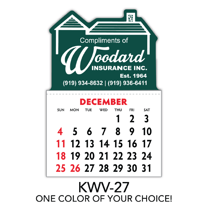Kwik-Stik® House Shaped Smooth White Vinyl with Calendar Pad