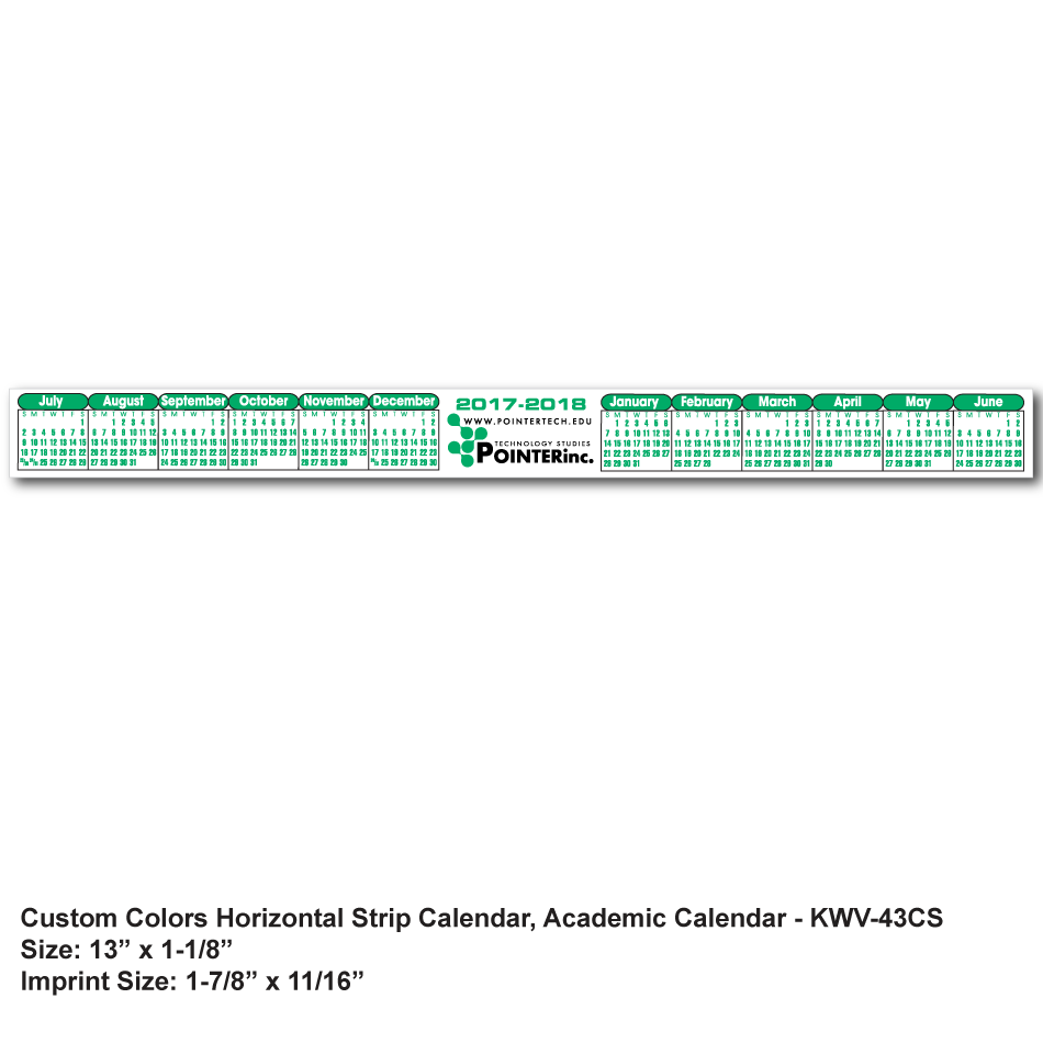 Kwv 43 Kwik Stik Horizontal Strip Calendar Spot Color Finn Line